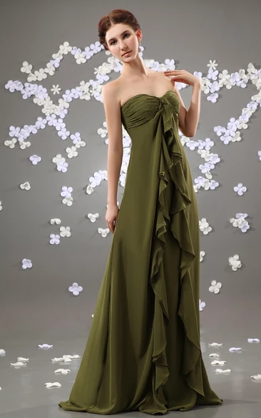 Chiffon Sweetheart Floor-Length Dress With Cascading Ruffles