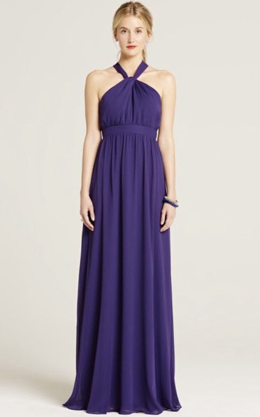 Halter Sleeveless Bowed Chiffon Bridesmaid Dress