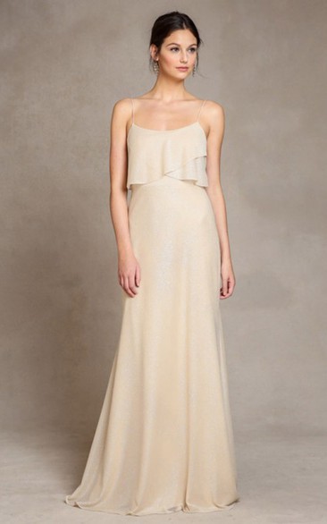 Floor-Length Spaghetti Chiffon Bridesmaid Dress With V Back