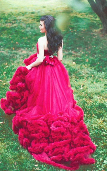 Glamorous Strapless Cloud Prom Dress Tulle Lace-Up