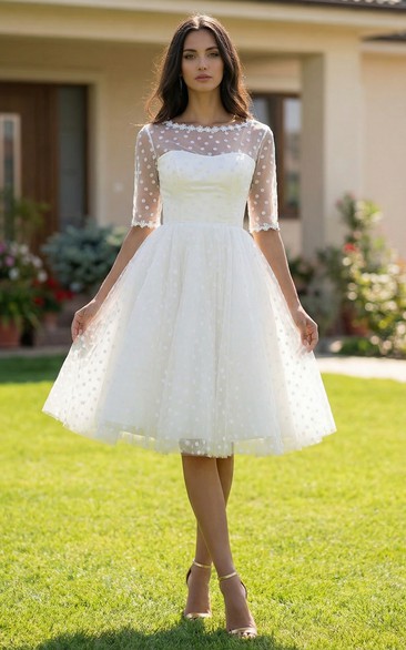 Polka Dot Tea-Length Rockabilly Wedding Dress