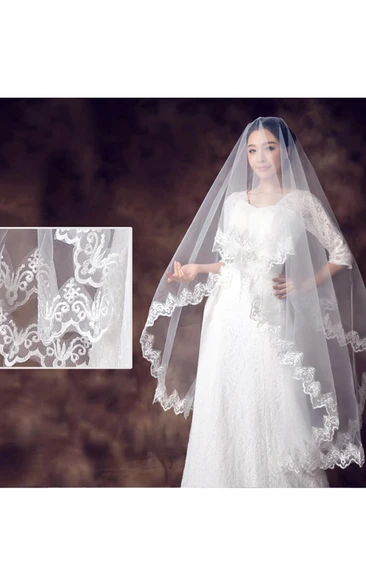 New Lace Applique Simple Style Beautiful Bridal Veil