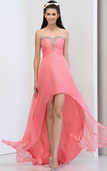 A-Line Sweetheart Sequins Asymmetry Prom Dress