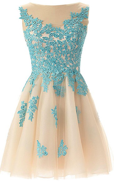 Magical A-line Tulle Short Dress With Lace Appliques