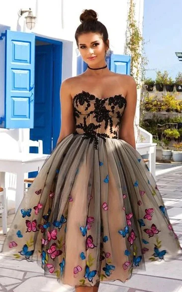Sweetheart Empire A-line Short Applique Prom Dress with Butterfly