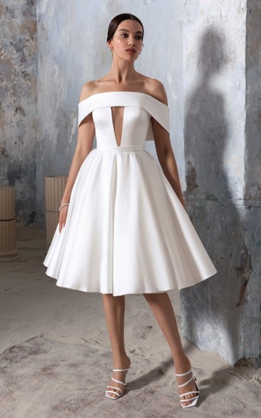 formal knee length white dress
