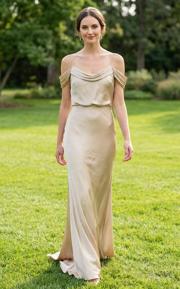 Spaghetti Strap Satin Bridesmaid Gown