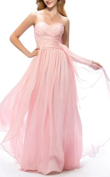 Concise A-Line Sweetheart Full Length Ruched Prom Dress