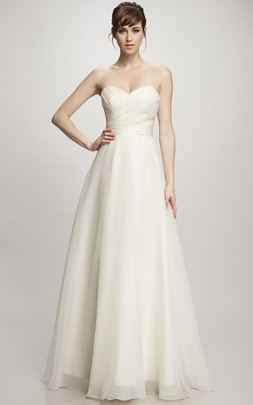 Sheath Sweetheart Maxi Organza Wedding Dress With Criss Cross And V Back
