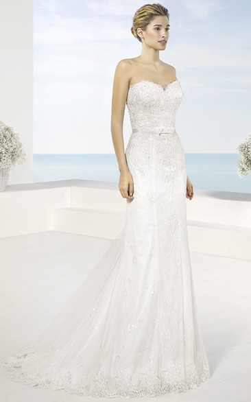 Sheath Sweetheart Lace Wedding Dress