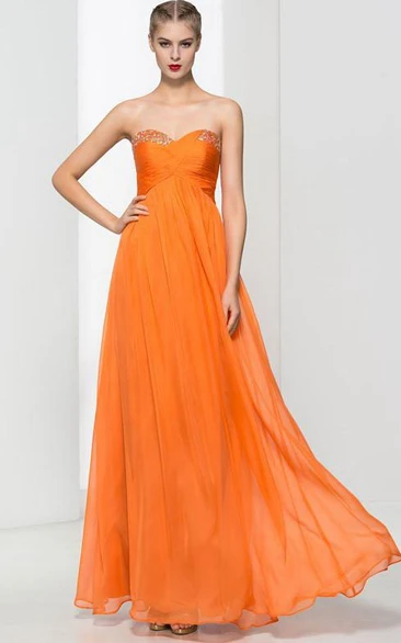 Sweetheart Beading Pleats Prom Dress