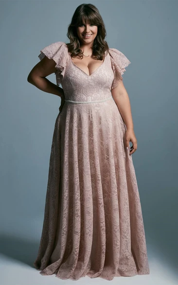Plus Size Romantic A Line Dress with Ruching