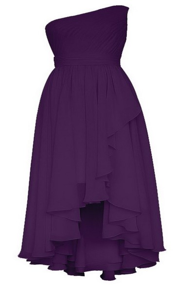 One-shoulder High-low Layered Ruffled Chiffon Dress