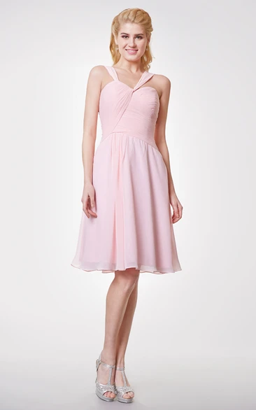 Unique Asymmetrical Sweetheart A-line Chiffon Knee Length Dress