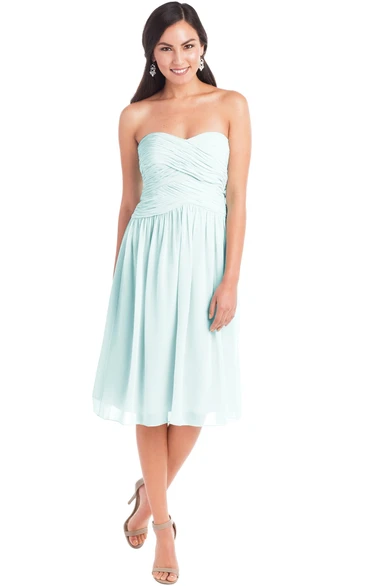Tea-Length Sleeveless Criss-Cross Sweetheart Chiffon Muti-Color Convertible Bridesmaid Dress