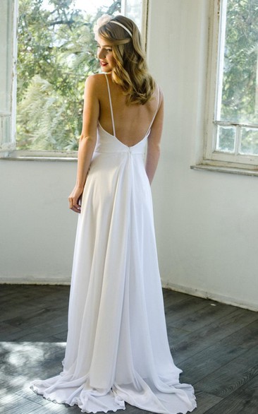 Chiffon A-Line Bohemian Style Long Dress With Spaghetti Straps