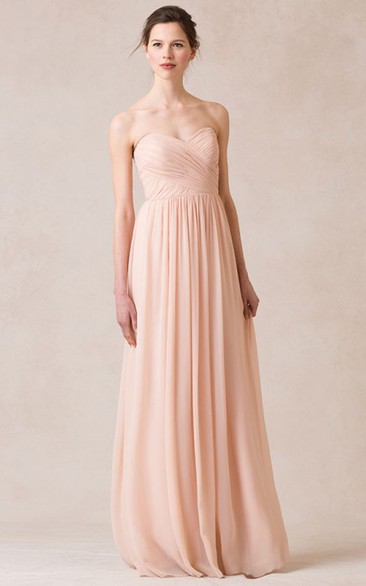 Sweetheart Criss-Cross Sleeveless Empire Chiffon Bridesmaid Dress With Straps