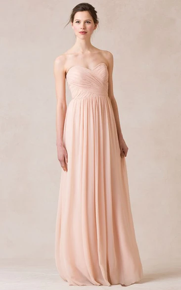 Sweetheart Criss-Cross Sleeveless Empire Chiffon Bridesmaid Dress With Straps
