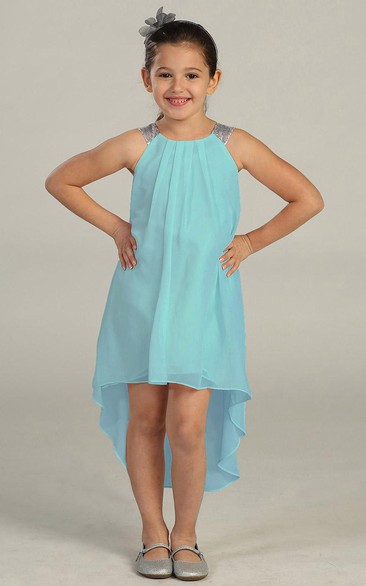 Midi Chiffon&Sequins Flower Girl Dress