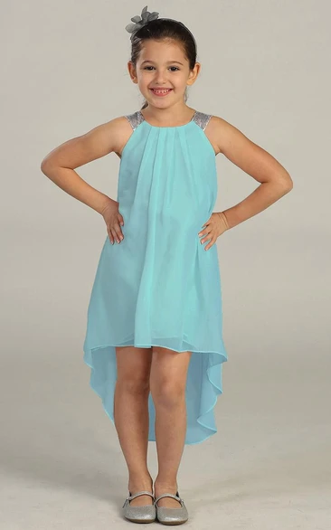 Midi Chiffon&Sequins Flower Girl Dress