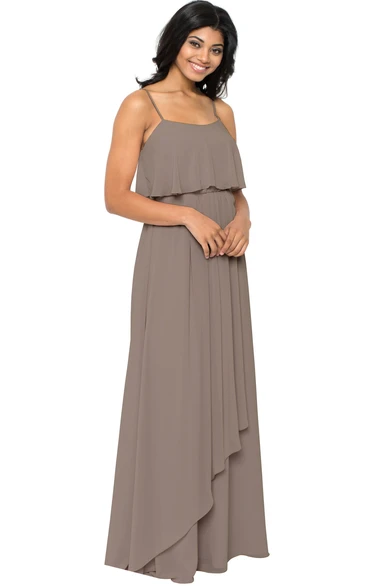 Sleeveless Spaghetti Draped Chiffon Muti-Color Convertible Bridesmaid Dress