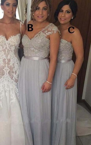 Glamorous Chiffon Floor-length Sequined Bridesmaid Dress With Beadings