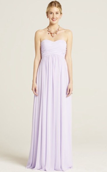 Maxi Sweetheart Ruched Empire Sleeveless Chiffon Bridesmaid Dress