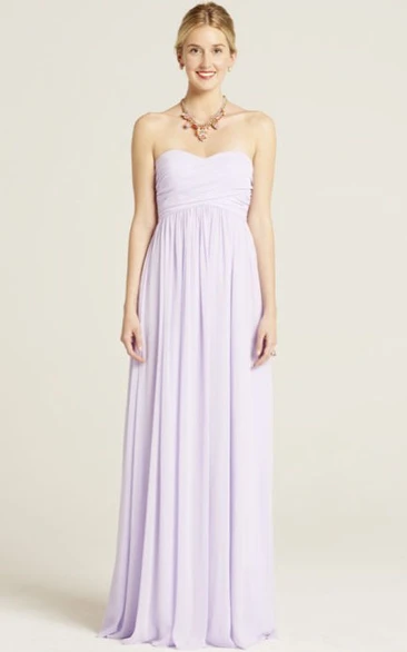 Maxi Sweetheart Ruched Empire Sleeveless Chiffon Bridesmaid Dress