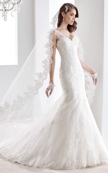 Sweetheart Mermaid Sheath Lace Gown With Appliques Straps And Open Back