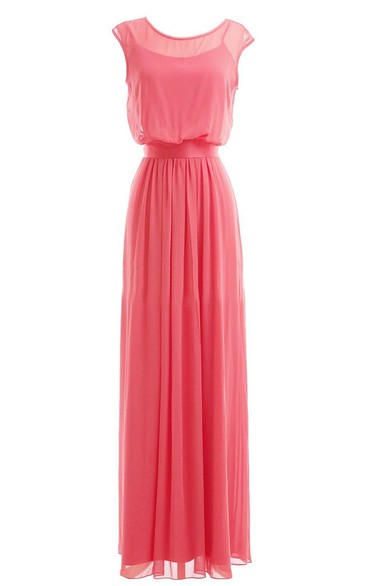 Two Piece Full Length Pleated Gown With Keyhole Back