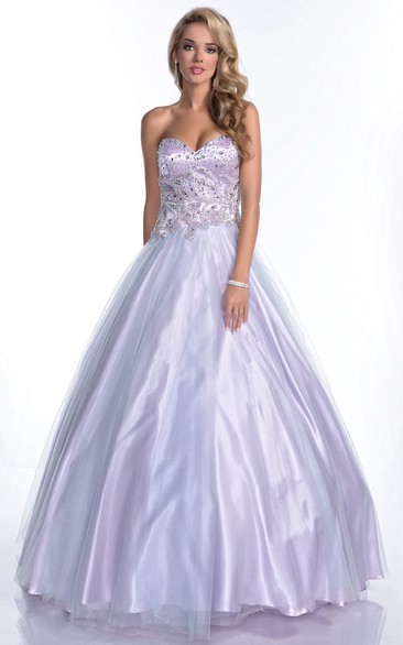Sweetheart A-Line Tulle Prom Dress With Glimmering Rhinestone Bodice