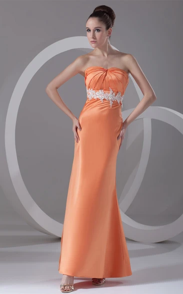 Noble Satin Ankle Length Strapless Sheath Special Occasion Dresses