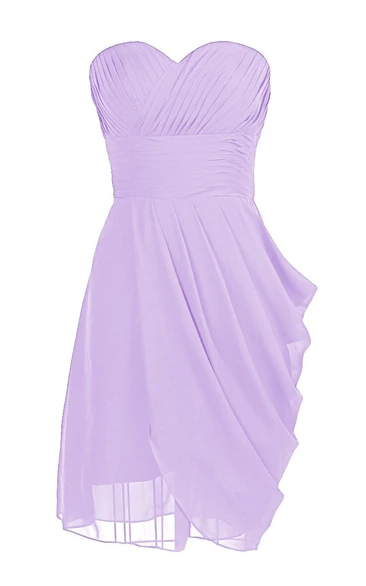 Sweetheart Drapped Short Dress With Ruched Band