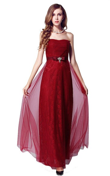 Strapless Vintage Wedding Dress With Satin Belt