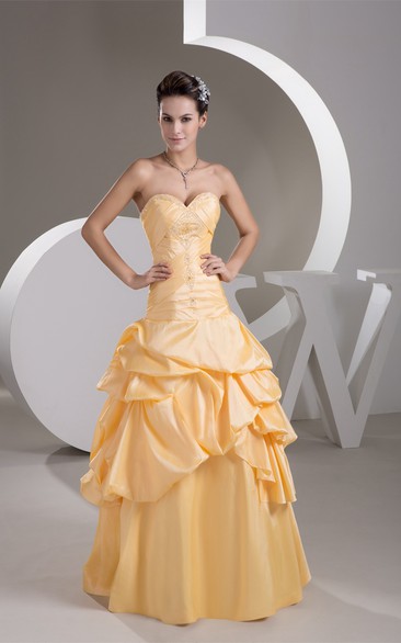 Sweetheart A-Line Pick-Up Gown With Crystal Detailing