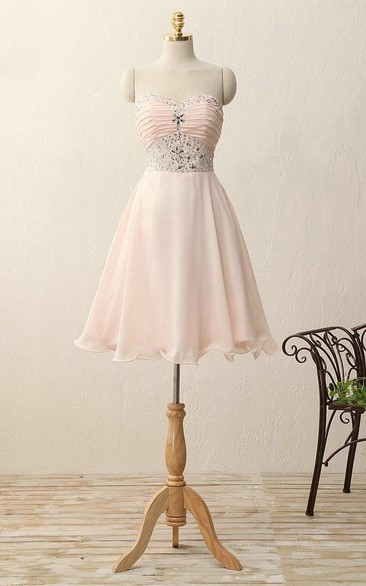 Sweetheart A-line Short Chiffon Dress with Sequins