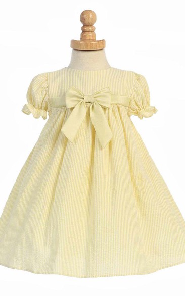 Tea-Length Tiered Cap-Sleeve Flower Girl Dress With Split