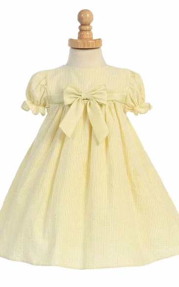 Tea-Length Tiered Cap-Sleeve Flower Girl Dress With Split