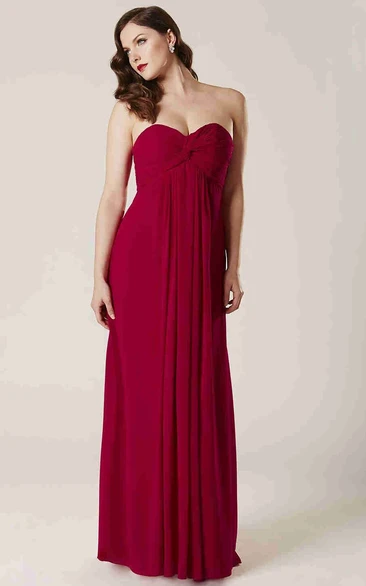 Empire Criss-Cross Sleeveless Sweetheart Chiffon Bridesmaid Dress With Pleats