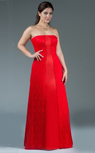 Strapless A-Line Satin Long Bridesmaid Dress With Lace Wrap