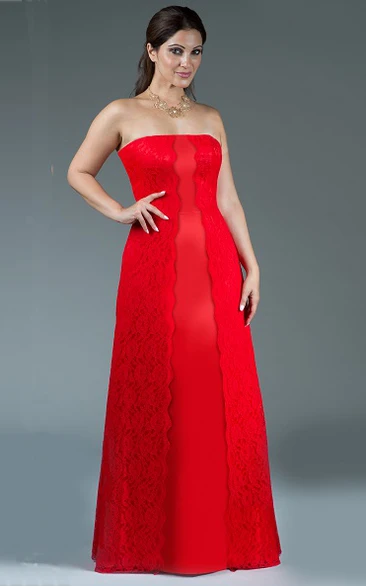 Strapless A-Line Satin Long Bridesmaid Dress With Lace Wrap