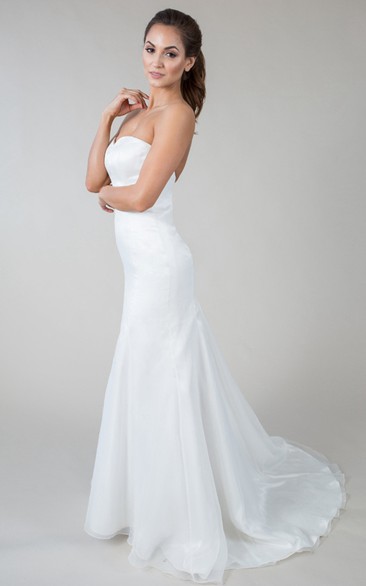 Sheath Sleeveless Sweetheart Floor-Length Satin Wedding Dress