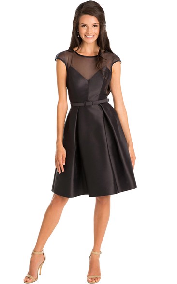 Mini A-Line Ribboned Cap Sleeve Scoop Neck Satin Muti-Color Convertible Bridesmaid Dress