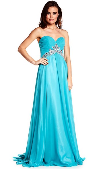 Floor-Length Sweetheart Criss-Cross Sleeveless Chiffon Prom Dress
