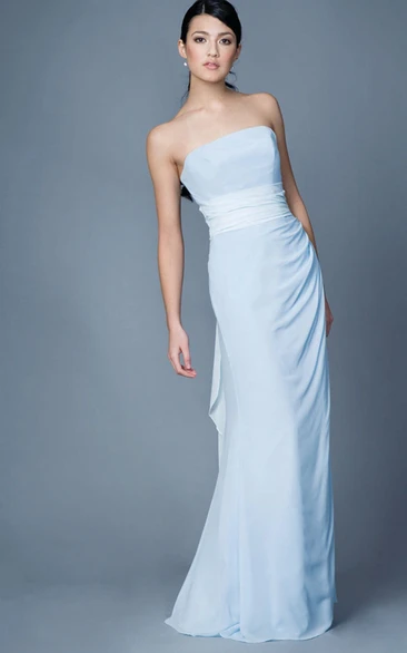 Sheath Draped Strapless Chiffon Bridesmaid Dress