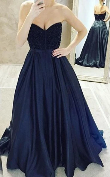 A-Line Sweetheart Floor-Length Prom Dress