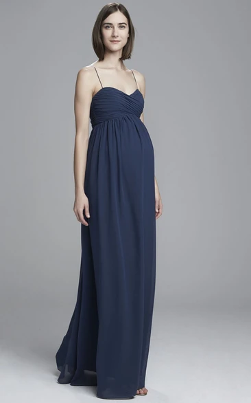 Ruched Spaghetti Empire Sleeveless Chiffon Bridesmaid Dress