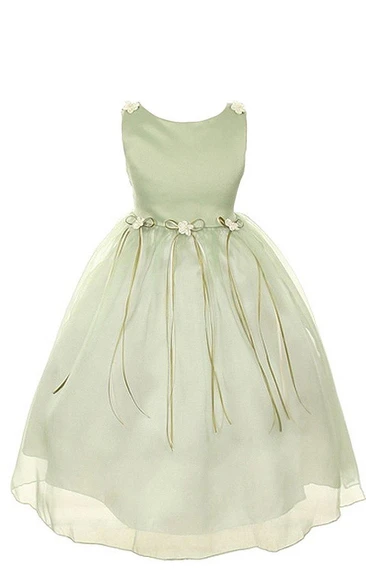 Sleeveless A-line Dress With Bows and Flowers