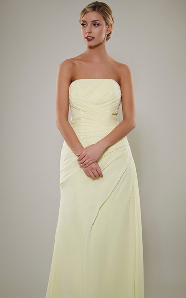 Strapless Ruched Chiffon Bridesmaid Dress