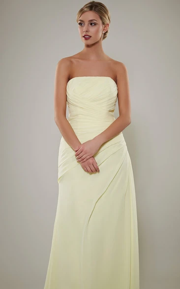 Strapless Ruched Chiffon Bridesmaid Dress